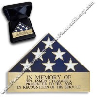 Custom Engraved Folded Memorial Flag - Antique Gold in Box / Personalized / Blank Custom Engraved Folded Memorial Flag - Antique Gold in Box / Personalized / Blank