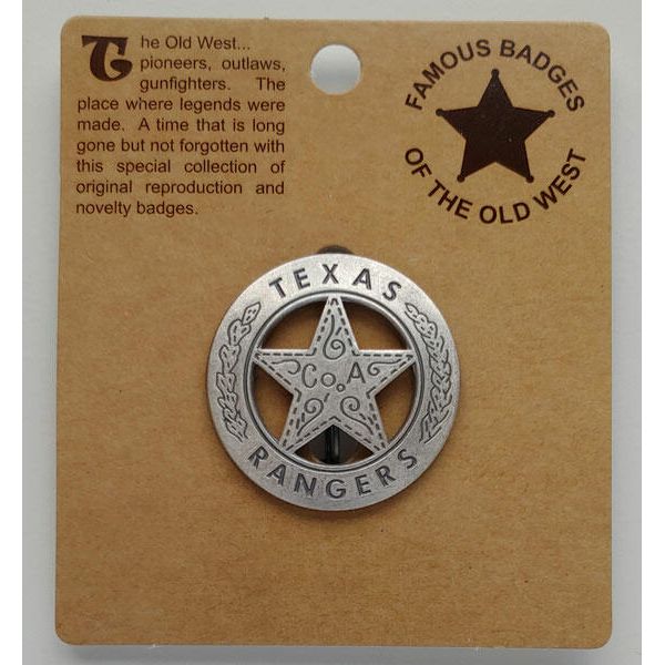 Brass Texas Ranger Badge With Peso Back