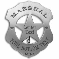 Custom Engraving Wild West Marshal Badge - Star/Shield / Personalized / Blank