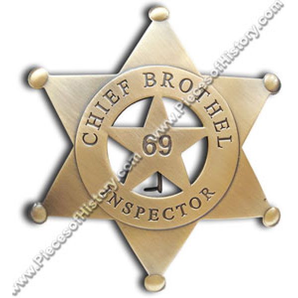 STAR Badges Of The Old West Replicas New Official Brothel Inspector OFFICAL