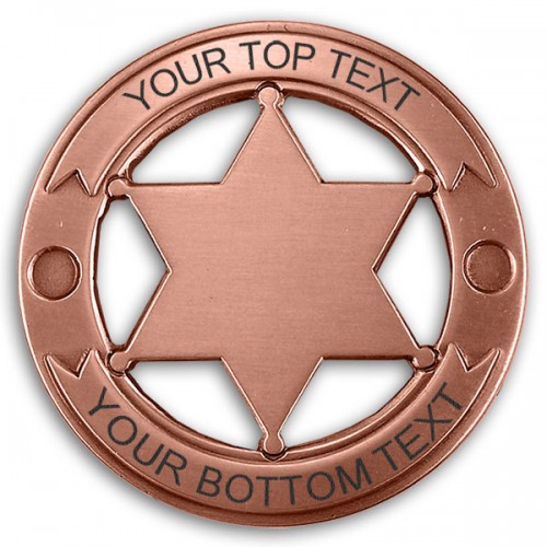 Custom Round 6 Point Copper Star Badge -  - PH3053C