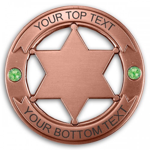 Custom Round 6 Point Copper Star with Crystals Badge - - PH3053R Custom Round 6 Point Copper Star with Crystals Badge - - PH3053R