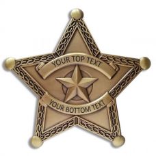Custom Text 5 Point Bronze Star Badge with border