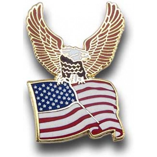 Eagle with American Flag Pin -  - PIN1373