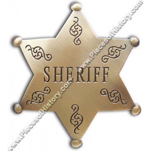 Sheriff Star Antique Brass Badge - - PH414 Sheriff Star Antique Brass Badge - - PH414