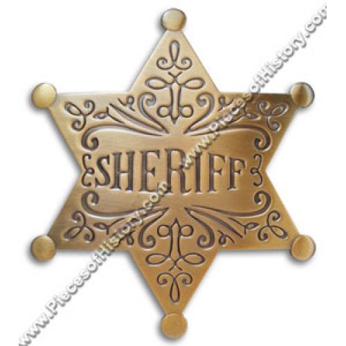 Sheriff Star Filigree Antique Brass Badge -  - PH411